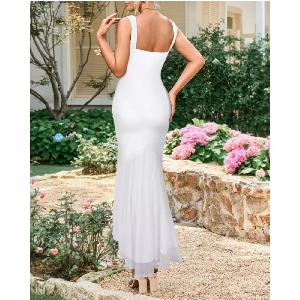 LRADY - Large Sleeveless Ruffle Cocktail Party Maxi Bodycon Dress - Picture 2 of 10